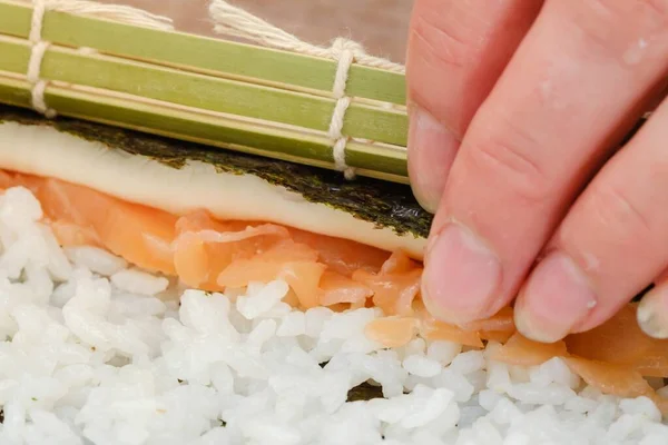 Sushi Roll Owoce Morza Ryż Ryba Orientalna Dieta — Zdjęcie stockowe