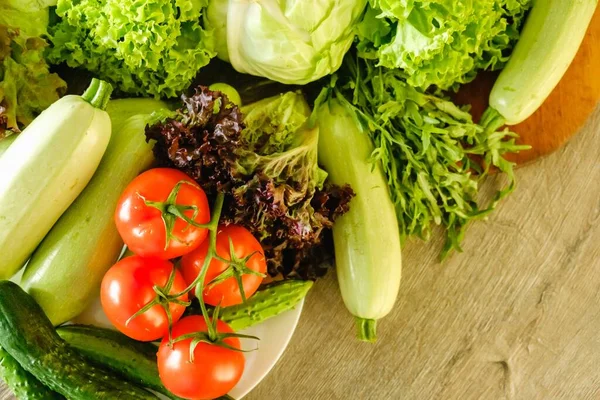 Organic harvest vegetable assortment diet. agriculture salad — Stok Foto