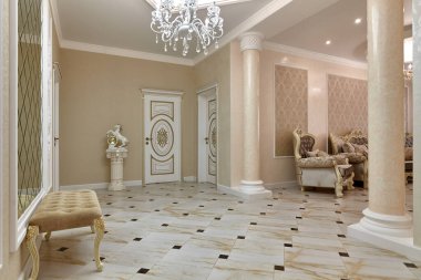 Güzel bir iç mekanı olan giriş salonu.