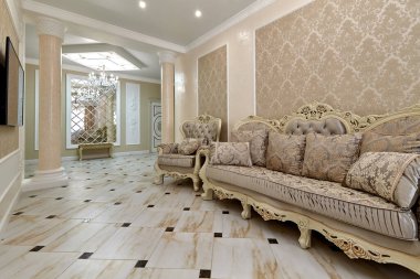 Güzel bir iç mekanı olan oturma odası.