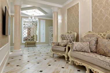 Güzel bir iç mekanı olan oturma odası.