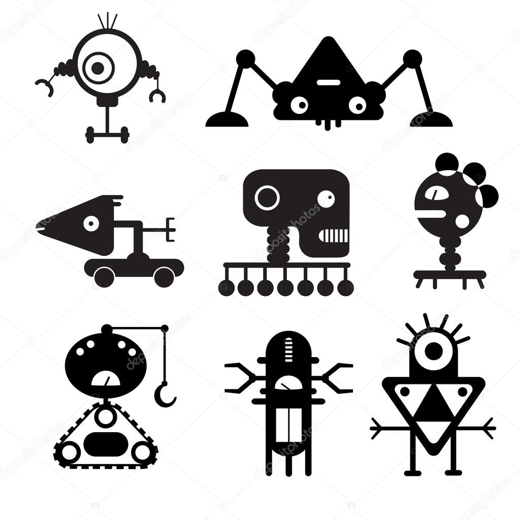 ベクトル イラスト ロボット シルエット ストックベクター C Guspavel