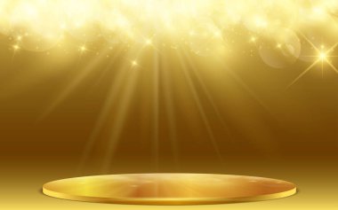 golden podium with golden light abstract background clipart