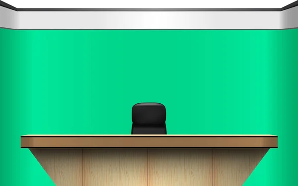 Mesa Silla Sala Estudio Noticias Con Fondo Verde — Vector de stock