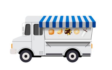 Beyaz arka planda beyaz yemek kamyonu