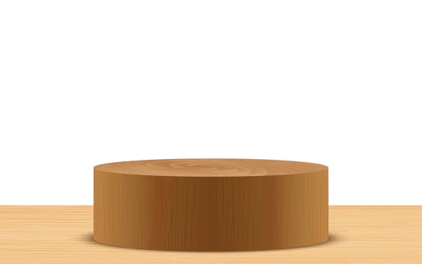 Træ Podium Træbordet Det Hvide Rum – Stock-vektor