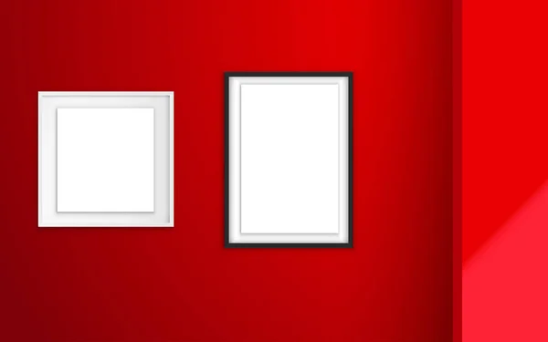 Achter Witte Fotolijst Rode Kamer — Stockvector
