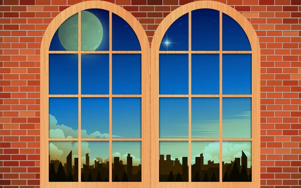 Paysage Ville Matin Aux Fenêtres Maison — Image vectorielle
