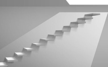 Beyaz tavanlı beyaz merdiven.