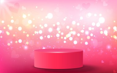 Stüdyo odasında renkli ışığı olan pembe podyum