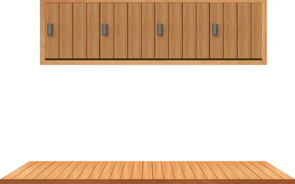 Dřevěný Stůl Dřevěná Skříň Bílém Dětském Pokoji — Stockový vektor