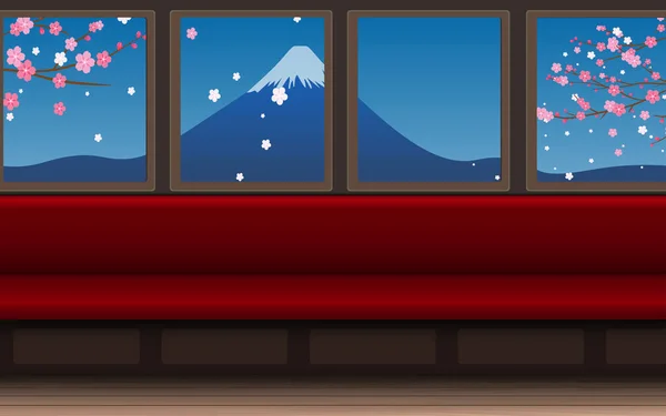 Paysage Montagne Fuji Dans Train — Image vectorielle