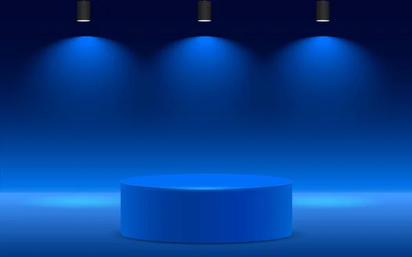 Pódio Azul Com Holofotes Sala Azul —  Vetores de Stock