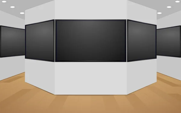 Led Fernseher Der Weißen Wand Der Galerie — Stockvektor