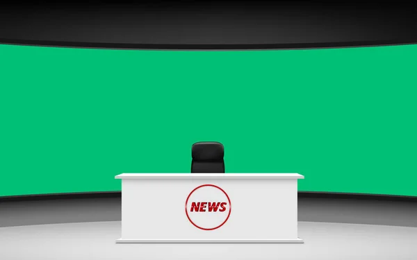 Mesa Blanca Con Fondo Verde Estudio Noticias — Vector de stock