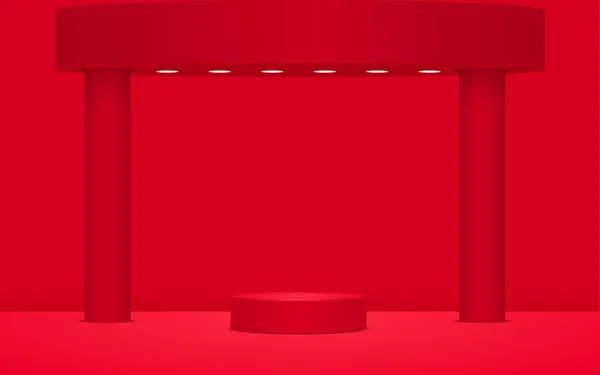 红色讲台和红色圆顶的聚光灯 — 图库矢量图片