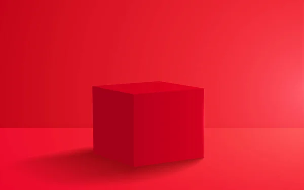 红色方块盒 红色房间有灯光 — 图库矢量图片