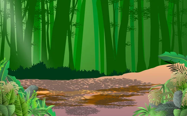 Gündüz Vakti Orman Manzarası — Stok Vektör
