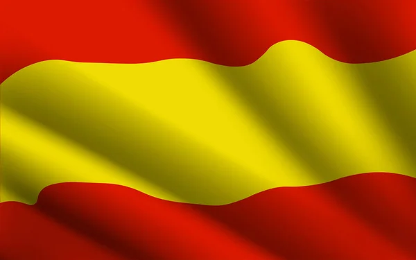Primo Piano Della Bandiera Spagna Increspata — Vettoriale Stock