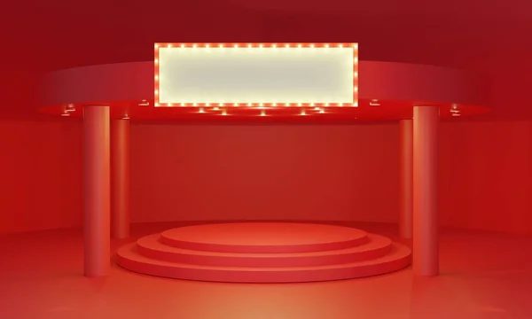 Red Podium Showcase Studio Room Rendering — Stock Photo, Image