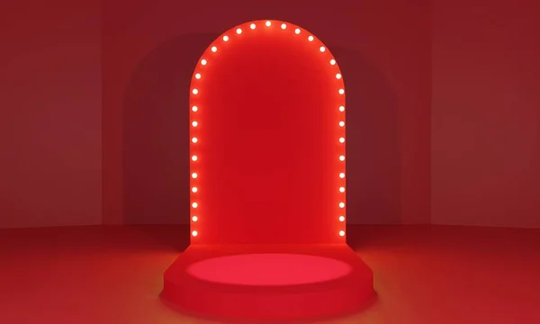 Kırmızı Podyum Stüdyo Odasında Vitrin — Stok fotoğraf