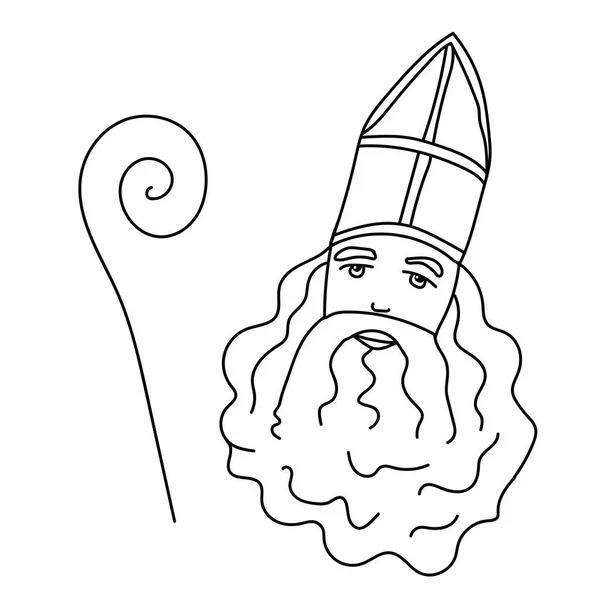 Simple Vector Freehand Drawing Black Line White Background Saint Nicholas — Stock Vector