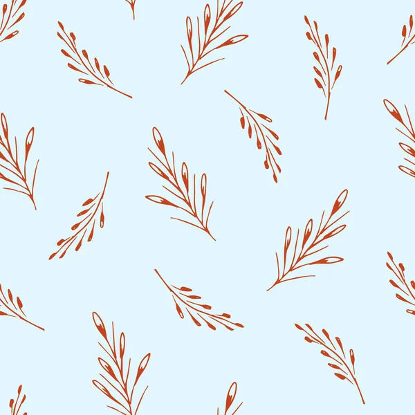 Elle çizilmiş basit, nazik, dikişsiz desen. Açık bir arka planda kahverengi dallar. Kumaş, giysi ve tekstil baskısı için..