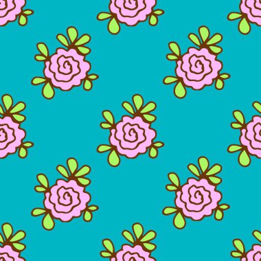 Kırsal tarzda basit çiçek vektörlü, pürüzsüz desen. Açık mavi arkaplanda küçük pembe çiçekler. Kumaş, tekstil ürünleri, giysi, keten, masa örtüsü, kartpostallar için..
