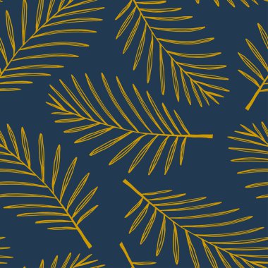 Tropikal yapraklarla kusursuz desen. Vektör illüstrasyonu