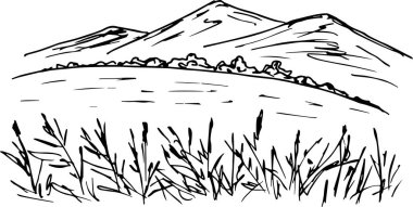 Bir dağ manzarasının vektör çizimi