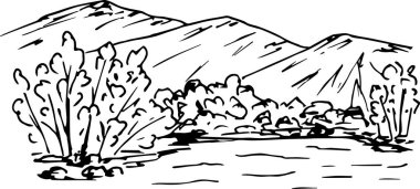 Çizgi film manzarasının vektör illüstrasyonu