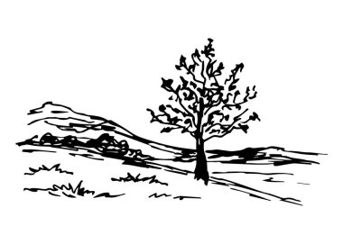 Yalnız ağacın vektör çizimi