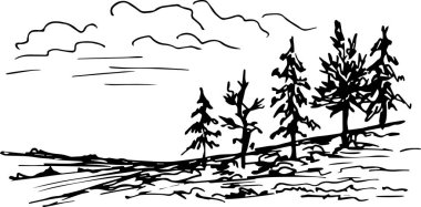 Ağaçlı manzaranın vektör çizimi