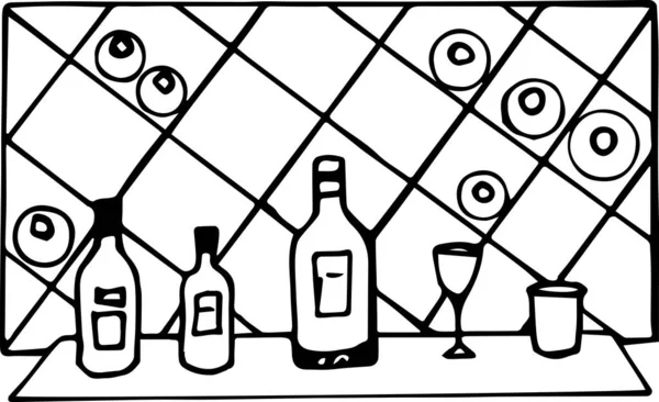 Alkol şişelerinin vektör illüstrasyonu