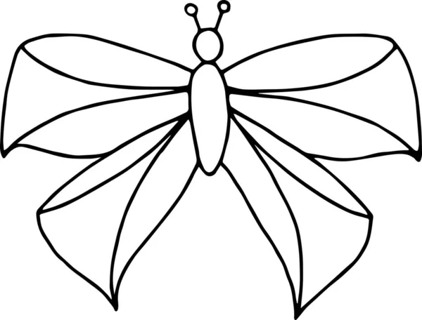 Schwarz Weiße Vektorillustration Eines Schmetterlings — Stockvektor