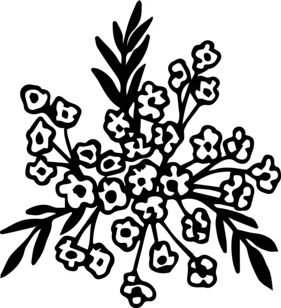 Svart Och Vit Vektor Illustration Blommor — Stock vektor