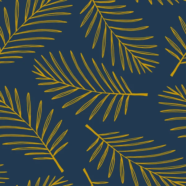 Tropikal yapraklarla kusursuz desen. Vektör illüstrasyonu