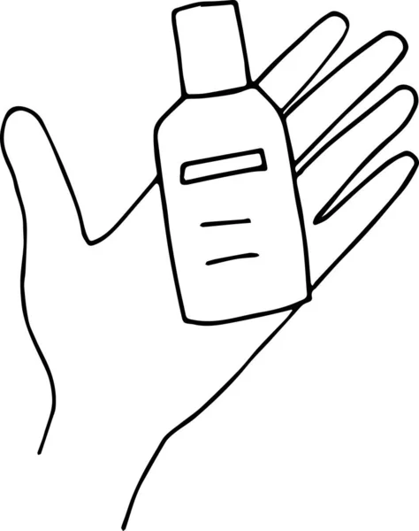 Hand Holding Bottle Spray Bottle — Stock Vector