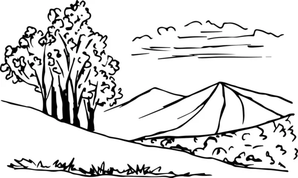 dağ manzarasının ahşap kesimi çizimi