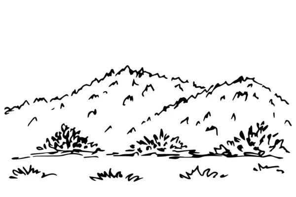 Gambar Cukil Kayu Dari Lanskap Gunung - Stok Vektor
