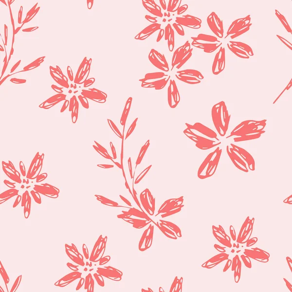 Nahtloses Muster Mit Blüten Und Blättern Vektorillustration — Stockvektor