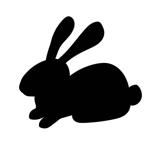 Simple Vector Freehand Drawing Black Silhouette Hare Rabbit White Background — Stock Vector