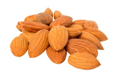 İzole edilmiş badem yığını, bir avuç badem. 