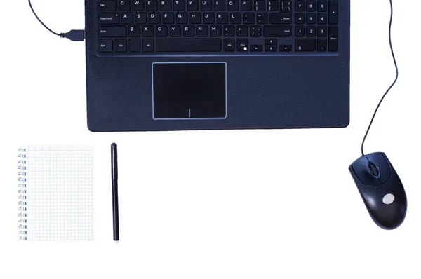 Laptop Notepad Pena Mouse Pendidikan Online — Stok Foto