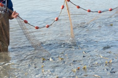 Gölde balık tutmak.