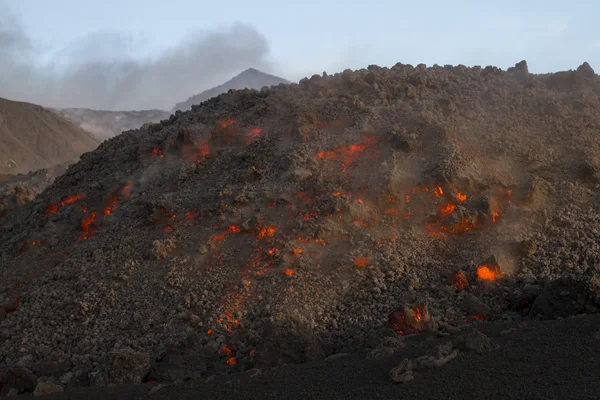 Etna eruption with lava flow — Stock Photo, Image