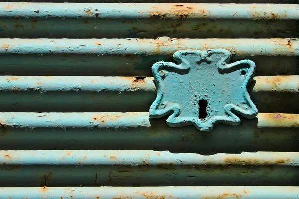 Old steel roll shutter lock — Stock Photo, Image