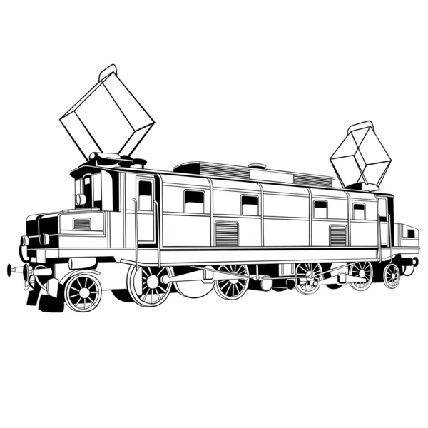 Locomotiva elettrica vintage — Vettoriale Stock
