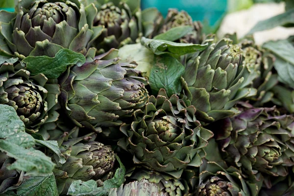 Artichoke vegetable close up in green background — Stock Photo, Image