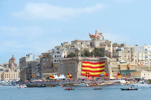 Valletta Malta Sep 2015 Regata Tradicional Barcos Luzzu Malteses Valeta — Foto de Stock